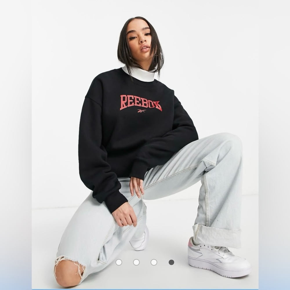 Reebok ASOS Exclusive Oversized Vintage Black Sweatshirt Women’s Size Small NWT
